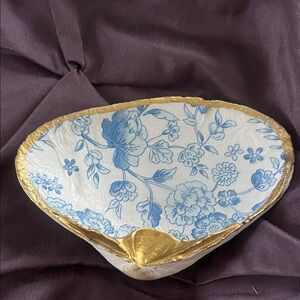 Floral Blue and Gold Decorative Bowl